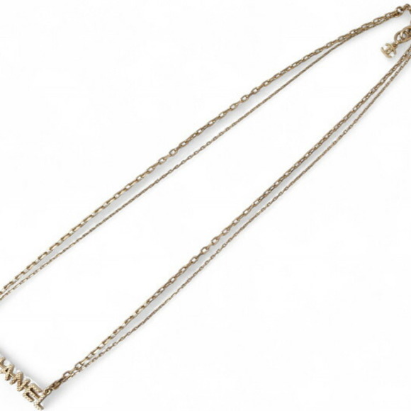 Chanel Necklace Pendant CHNAEL Coco CC I Love Heart Double Choker Gold 17 - Picture 1 of 7